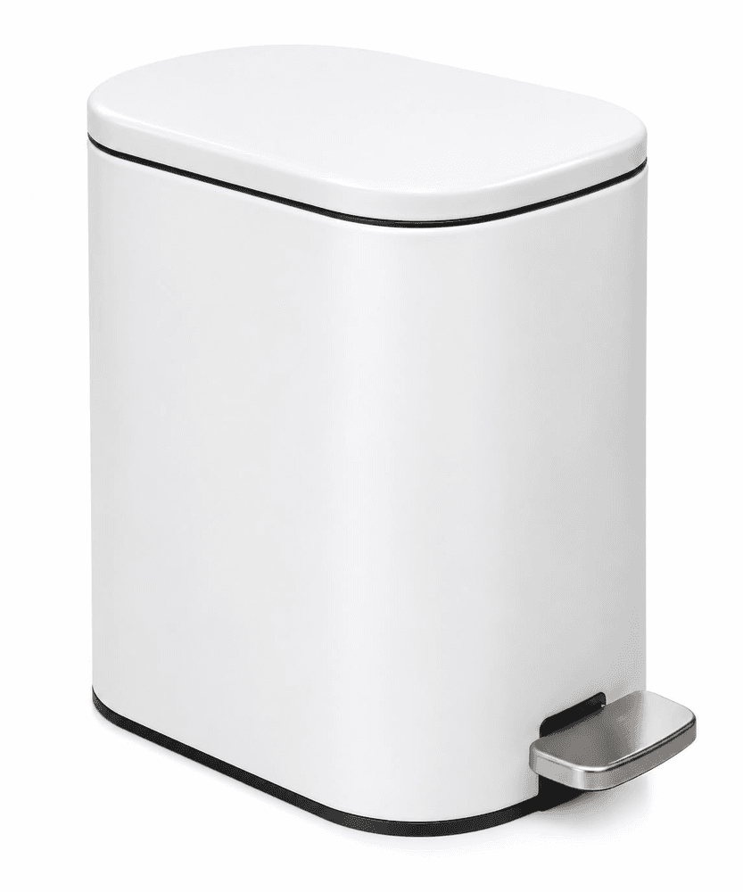 Lixeira Retangular com Pedal Discreet Branco e Metal 5l - Lyor