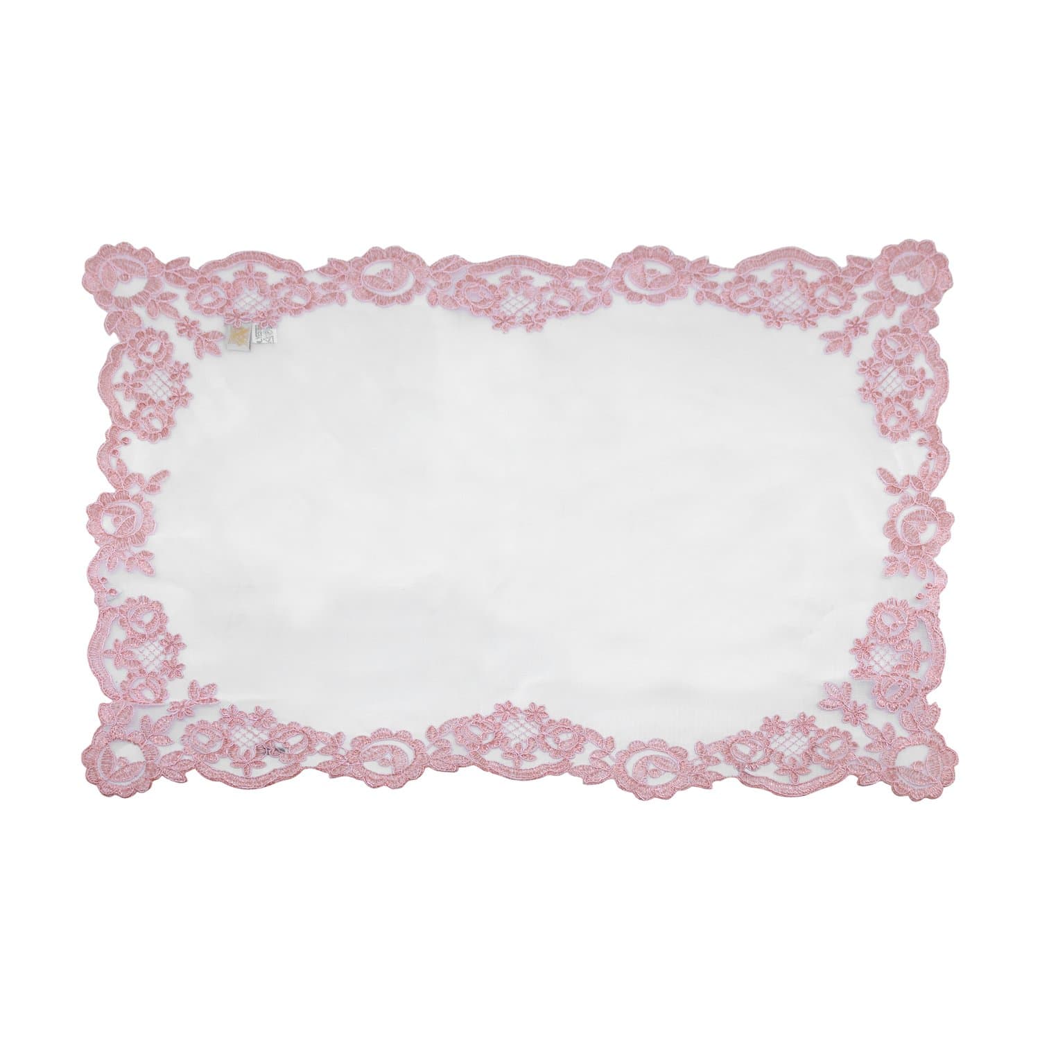 Lugar Americano em Tule Bordado Manu Fisch Off White e Rosa