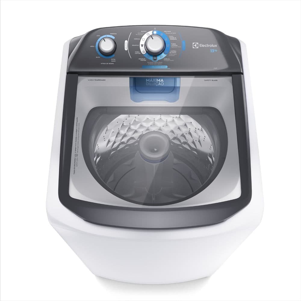 Máquina de Lavar Electrolux 13g Branca Efficient Duplo Dispenser, Cesto Inox e Máxima Diluição (LDA13)