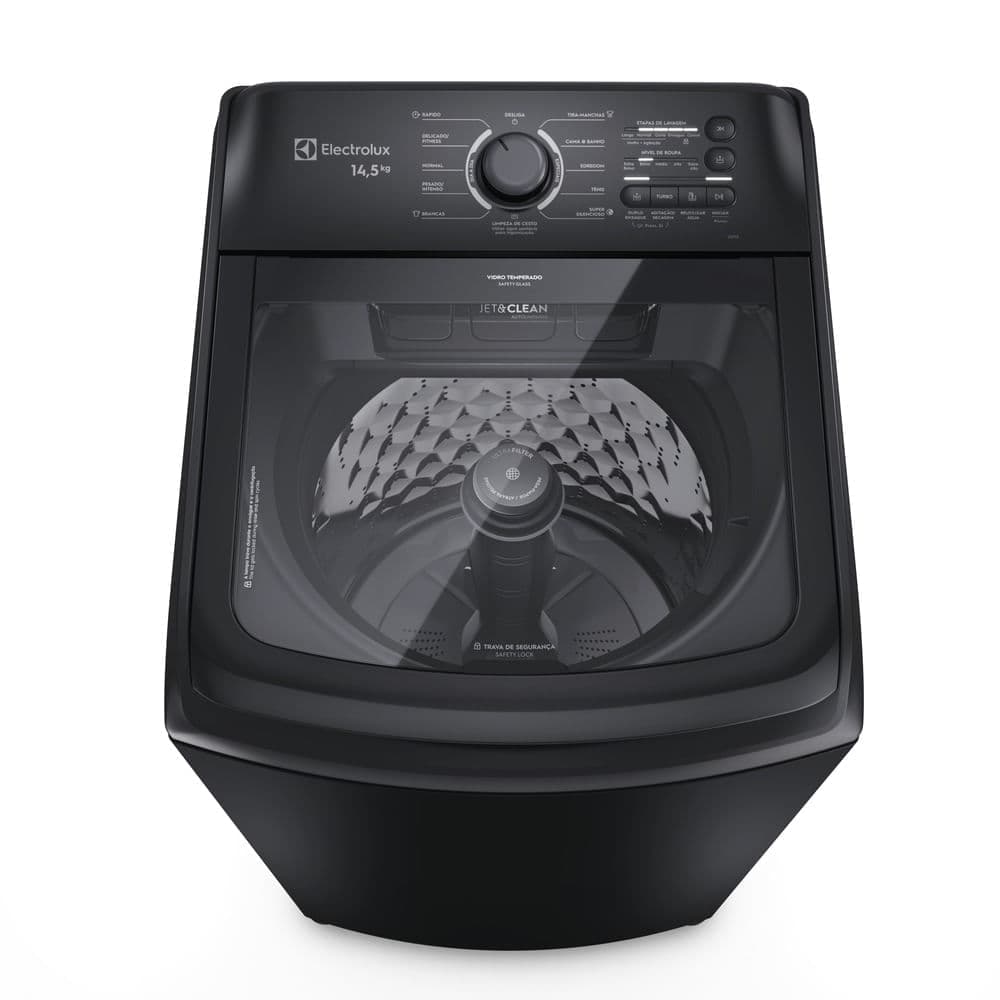 Máquina de Lavar Electrolux 14,5kg Preta Efficient Cesto Inox, Jet&Clean e Filtro Fiapos (LEP15)