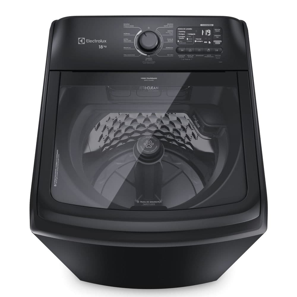 Máquina de Lavar Electrolux 18Kg Preta Expert Tripla Filtragem e Jatos Poderosos (LEB18)