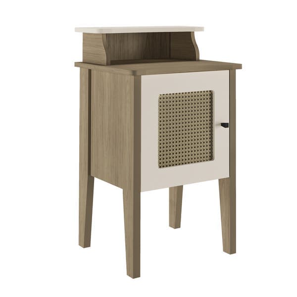 Mesa de Cabeceira 72,5x43x36cm MDF e MDP Carvalho e Off White Charlotte Artely