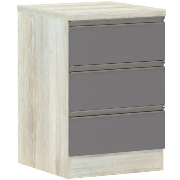 Mesa de Cabeceira prime leg 3 gav cinza Puro 60,5x40,5x43,5cm Luciane