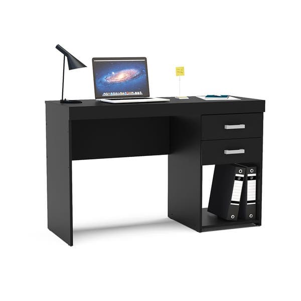 Mesa de Computador 1,20m 2 Gavetas Preto Malta Politorno