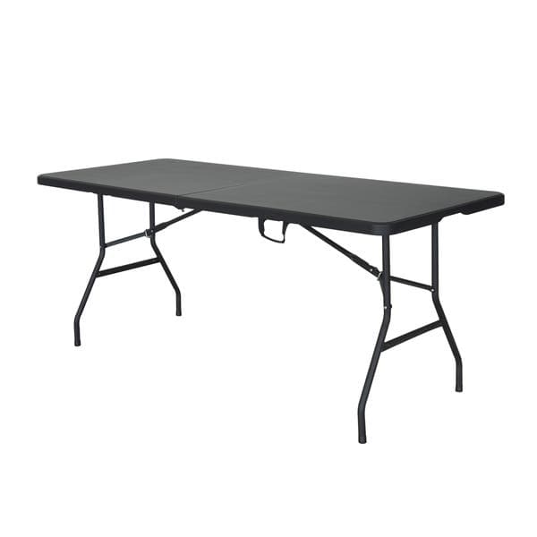Mesa de Jardim Dobrável 6 Lugares Retangular 74x74x180cm Aço Preto Recife Plicosa
