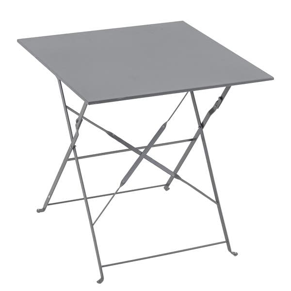 Mesa de Jardim Dobrável Quadrada em Aço 71x70x70cm Cinza Flora Origami Naterial