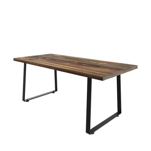 Mesa de Jardim Rústica Envelhecida 90x200cm com Base A Preta