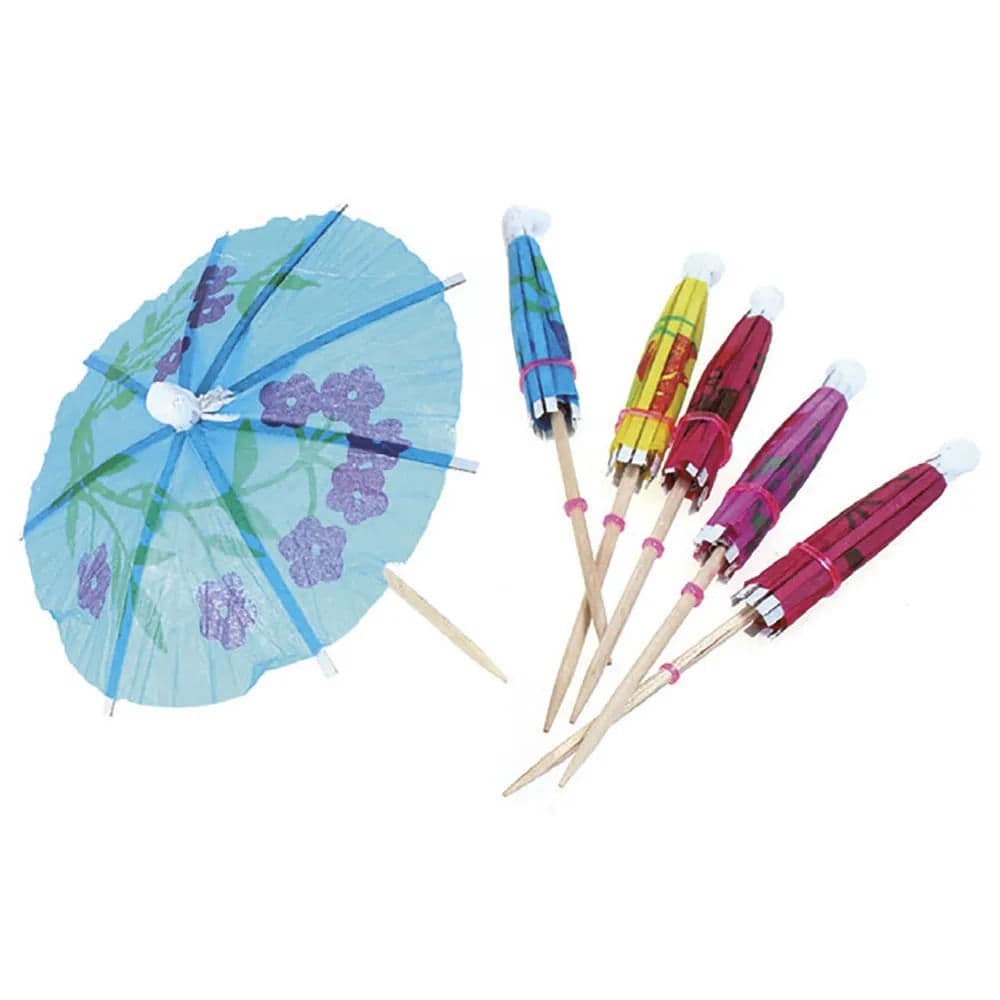 Mini Guarda Chuva para Drink 12 Unidades Colorido 10cm - Silver Plastic