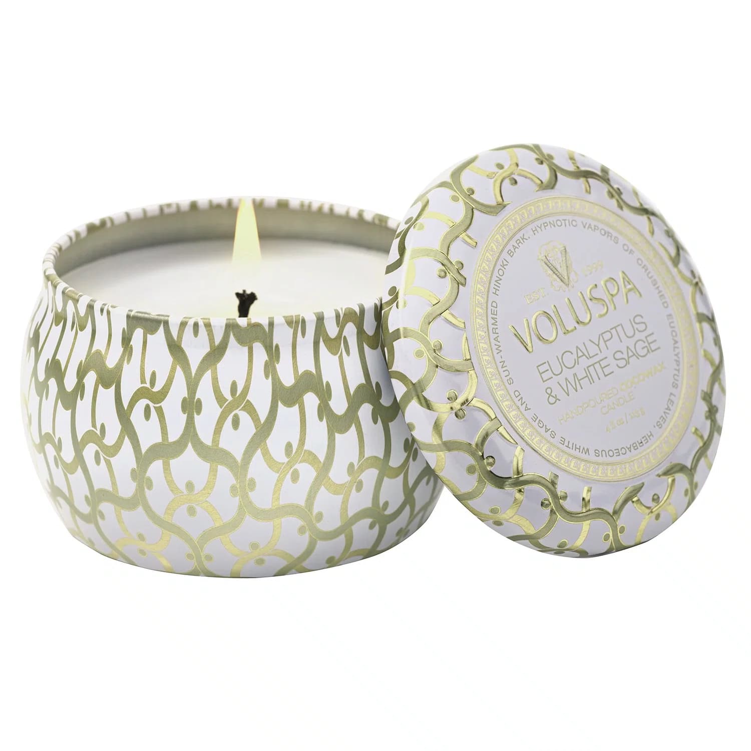 Mini Vela Lata Eucalyptus e White Sage Voluspa 25 Horas