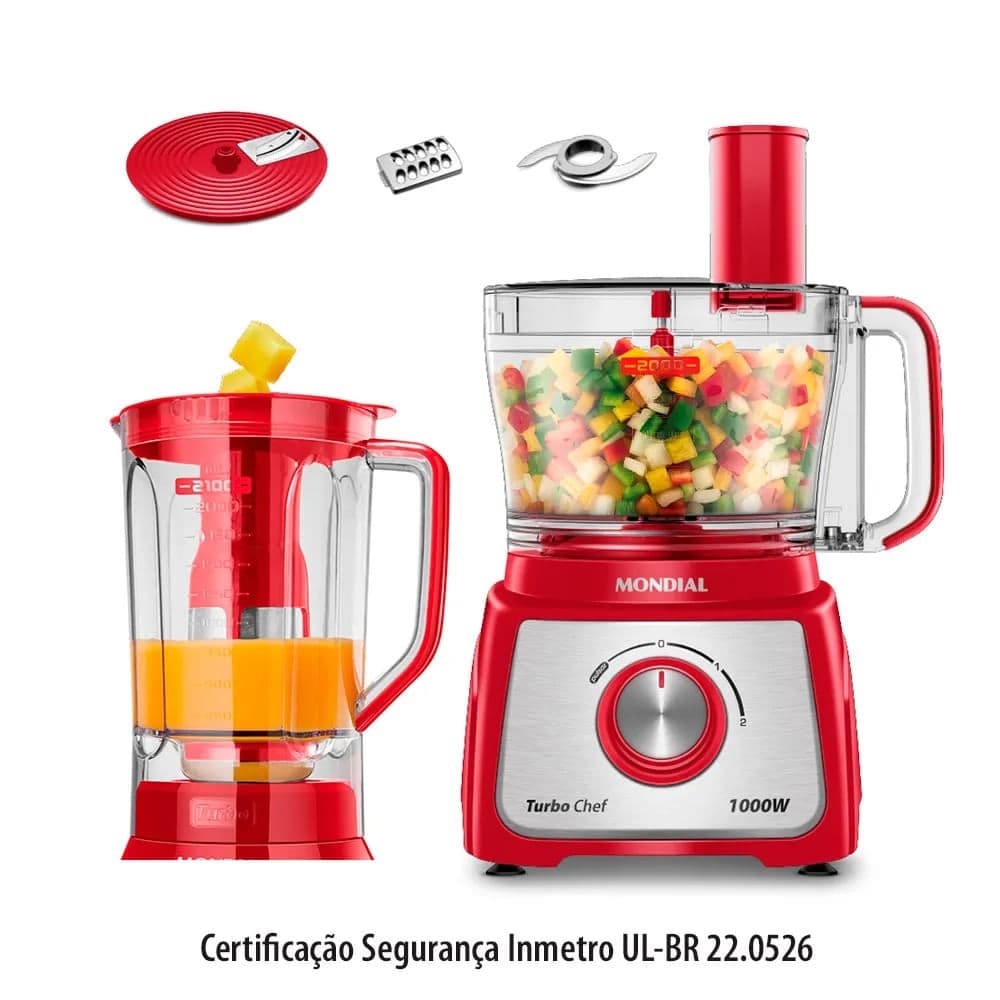 Multiprocessador Mondial Chef 5 em 1 Vermelho