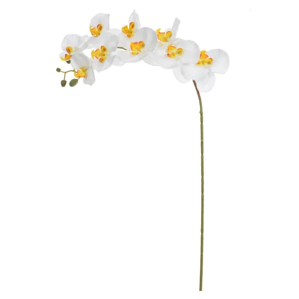 Orquídea Phalaenopsis Artificial Haste 1,03m Branco e Amarelo - Florarte