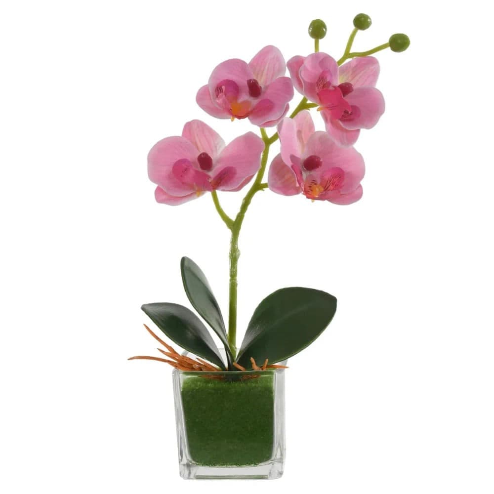 Orquídea Phalaenopsis Artificial Haste 23cm Rosa - Florarte