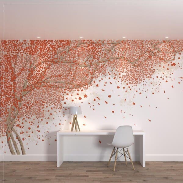 Painel de Parede de Poliéster e PVC Natureza Vermelho 2,9x3m Muse