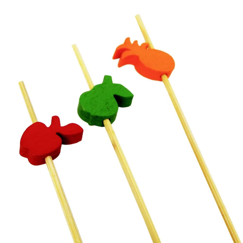 Palito para Petiscos Frutas 12,5cm Colorido - Silver Plastic