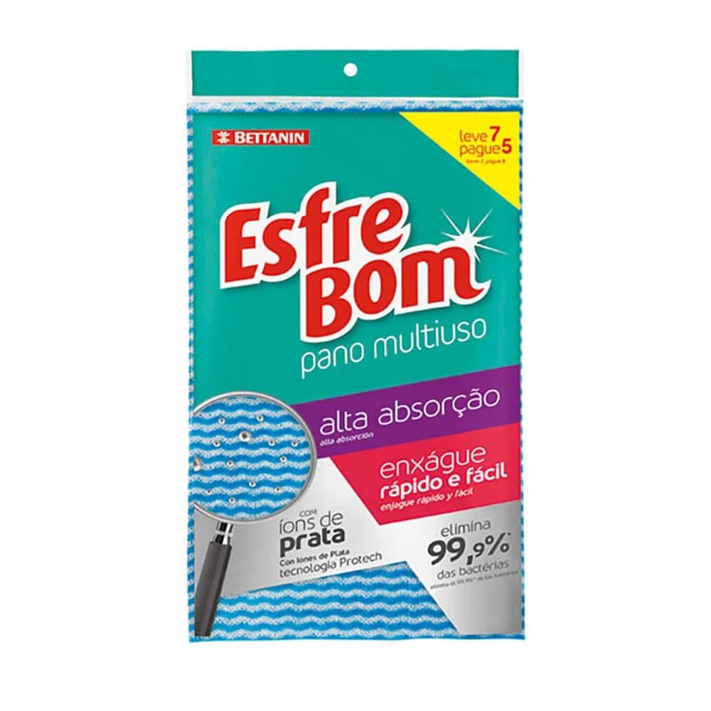 Pano de Limpeza Esfrebom Multiuso conjunto com 7 unidades - Esfrebom