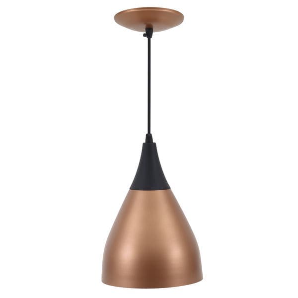 Pendente Cone 1 Lâmpada Metal Cobre e Preto Storn Emalustres