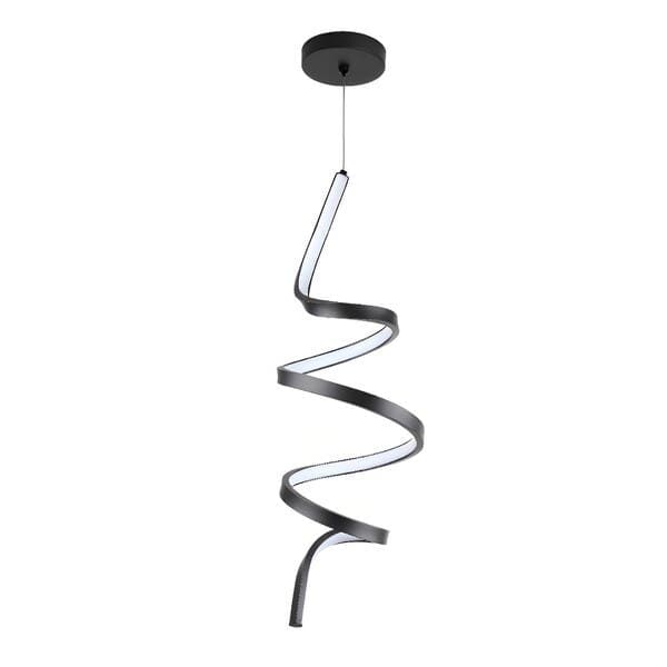 Pendente Espiral com LED Preto Spin 50cm 18W Luz Amarela SL Imports