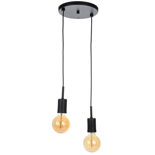 Pendente Linear 2 Lâmpadas Preto E27 Pantoja & Carmona