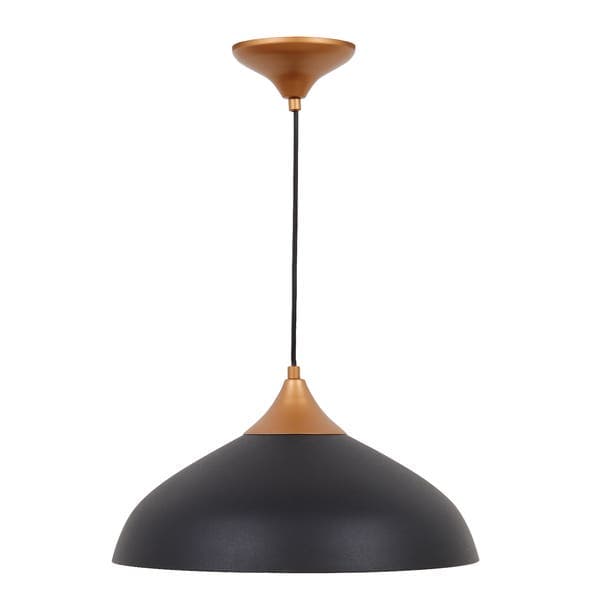 Pendente Redondo 1 Lâmpada Metal Preto e Cobre Vic Inspire