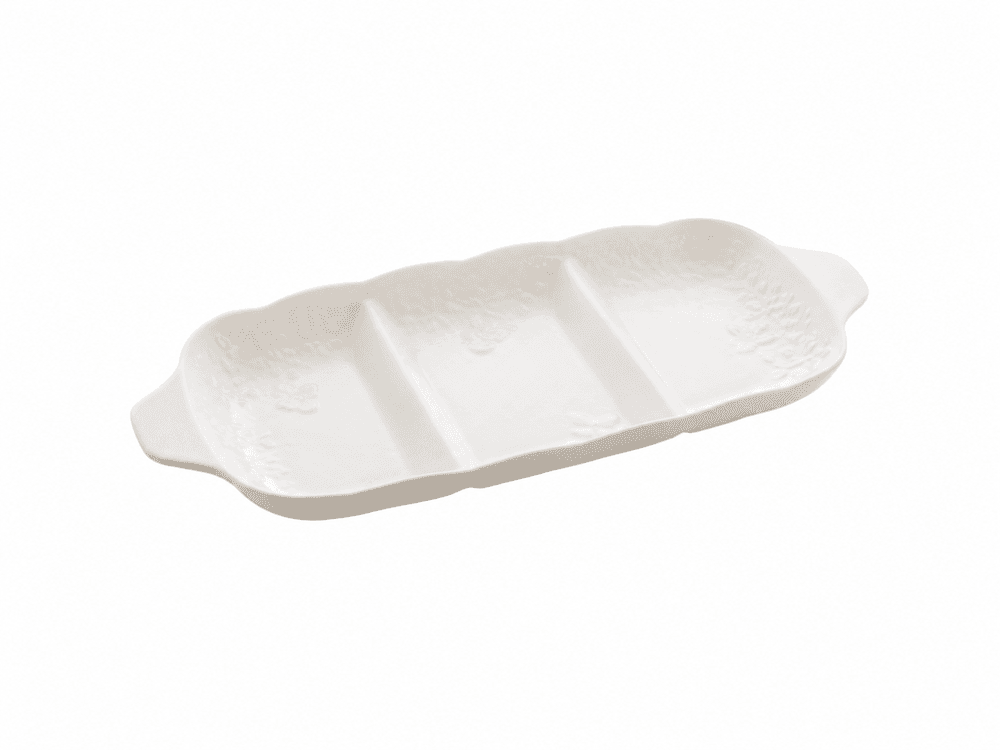 Petisqueira de Porcelana New Bone com 3 Divisorias