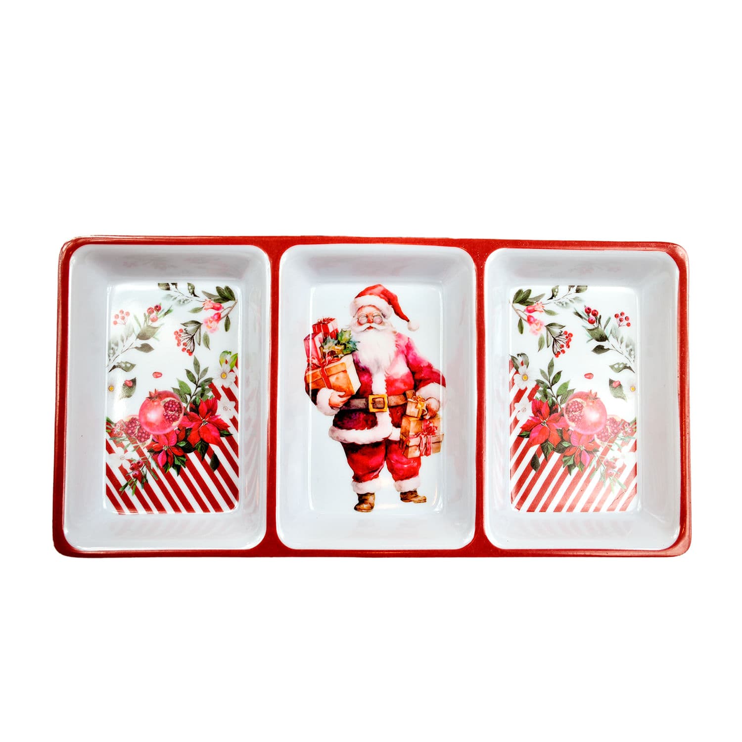 Petisqueira Natal Melamine Triplo 31x16cm - Yangzi