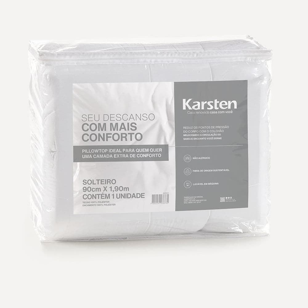 Pillow Top Solteiro 100% Poliéster Conforto