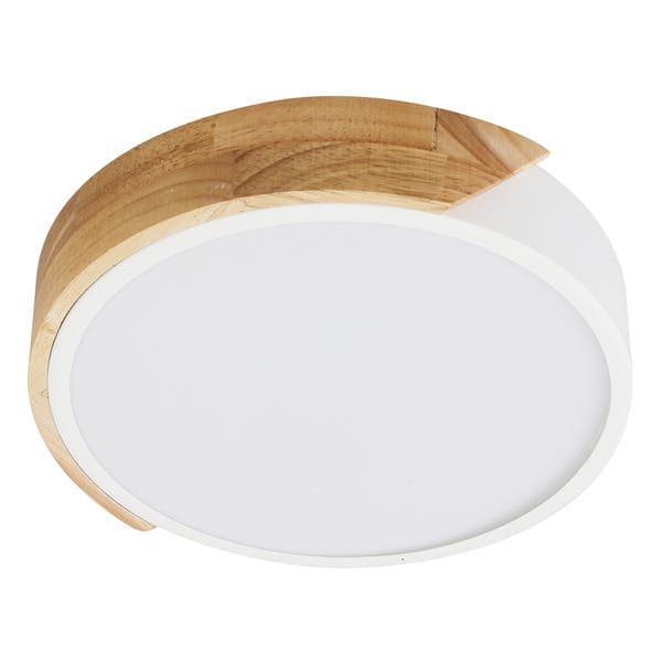 Plafon LED Redondo Branco 23cm Madeira Inspiration Hevvy