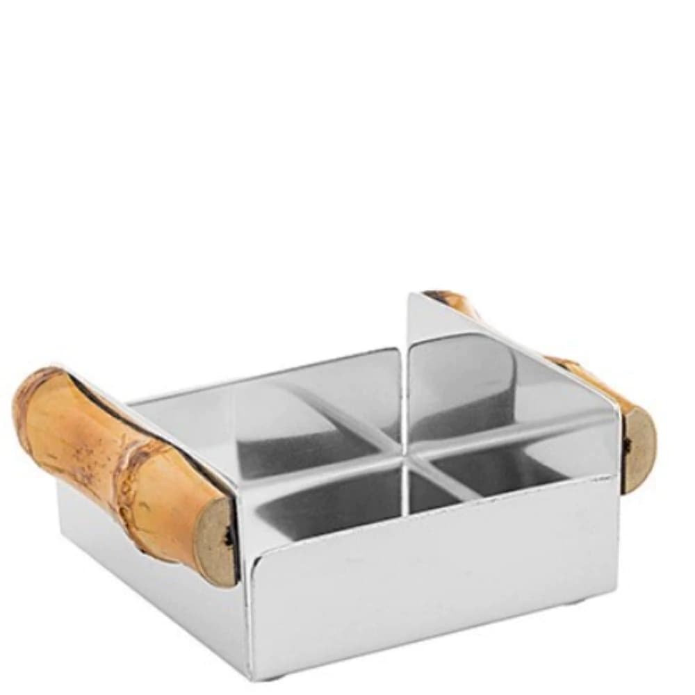 Porta Adoçante de Prata e Bambu Shefield Plate 8,5x7cm