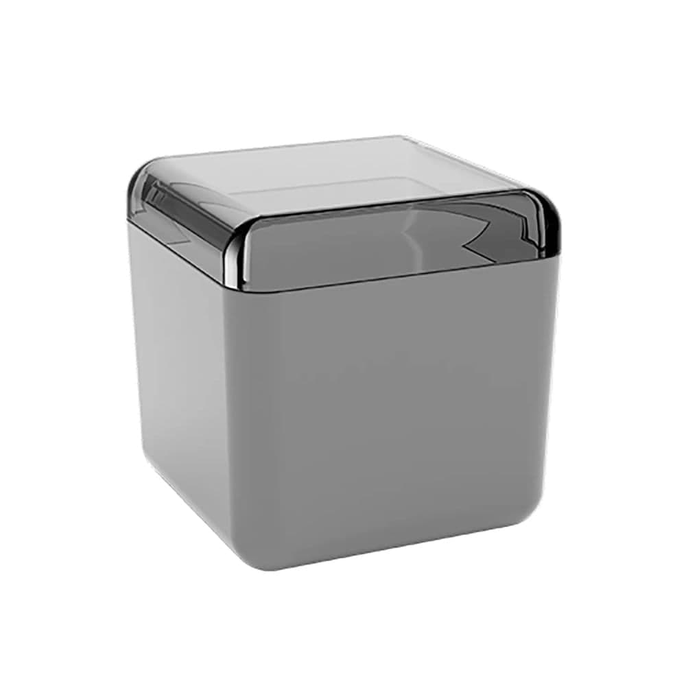 Porta Algodão e Cotonetes Cube Cinza Frio Fume - Coza