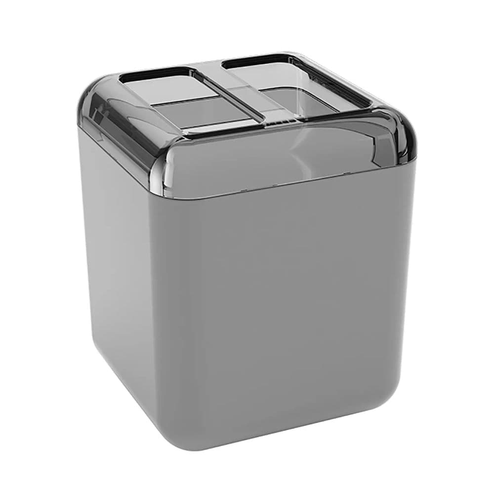 Porta Escova Cube Cinza Frio Fume - Coza
