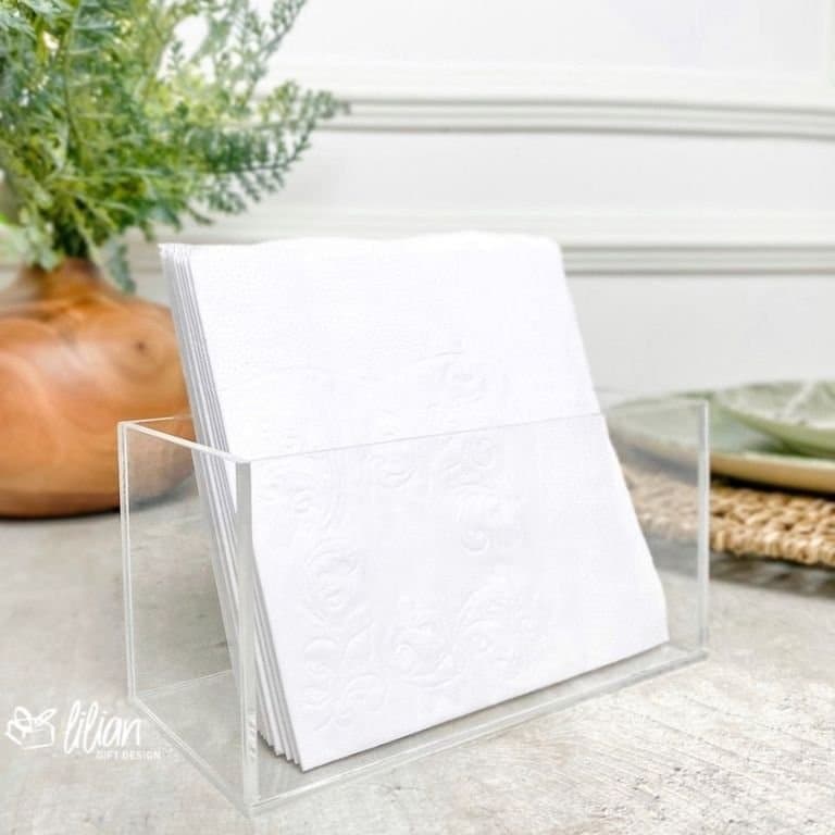 Porta Guardanapo De Acrílico Mãos De Amor Lilian Gift Design 14 x 7 cm