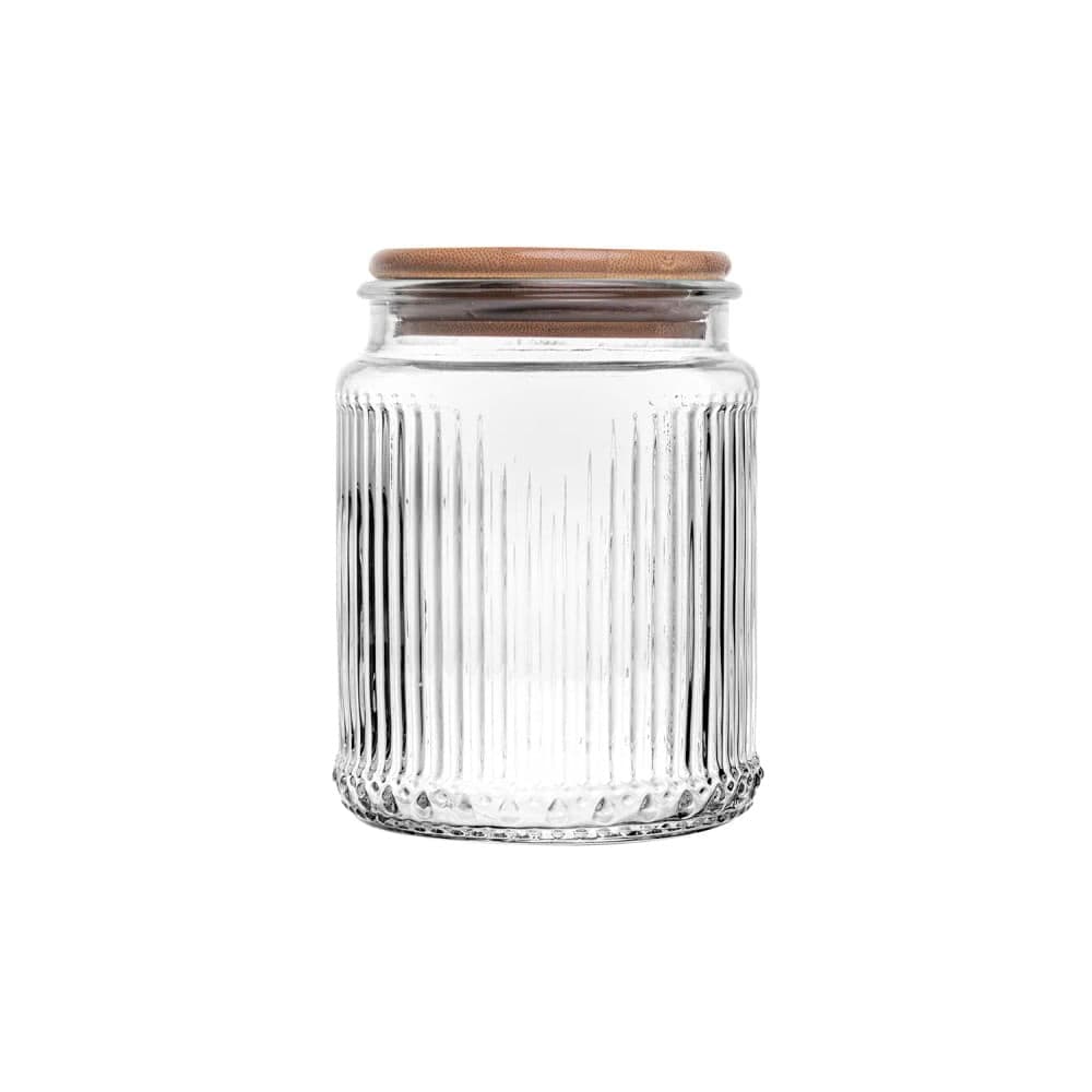 Porta Mantimento de Vidro com Tampa De Bambu Lines 530mL - Wolff