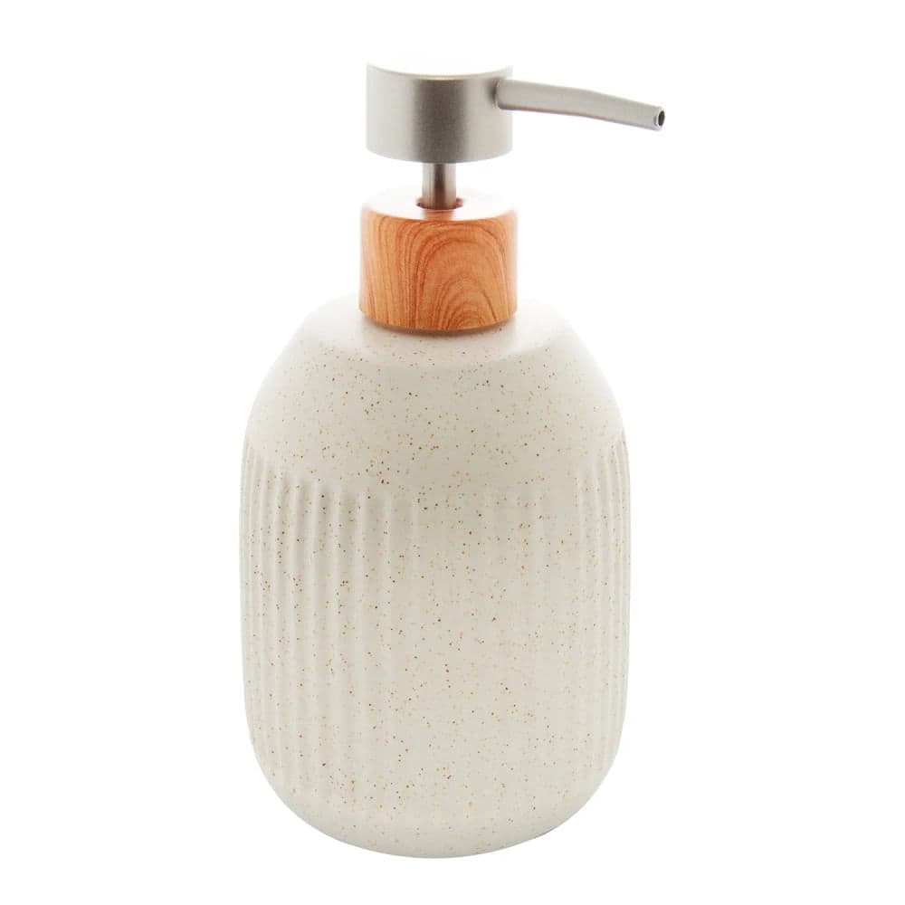 Porta Sabonete Líquido de Cerâmica Granilite Lines Branco 430mL - Lyor