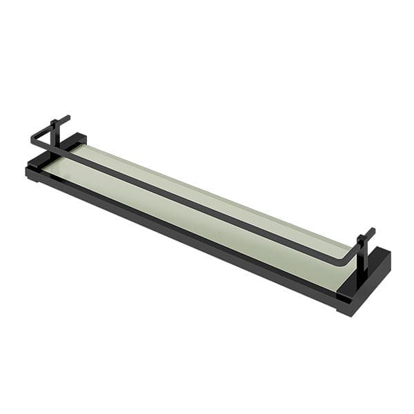 Porta Shampoo Reto Simples Parafuso Vidro e Metal Preto 7,2x15x67cm Quartzo BL140 Fani
