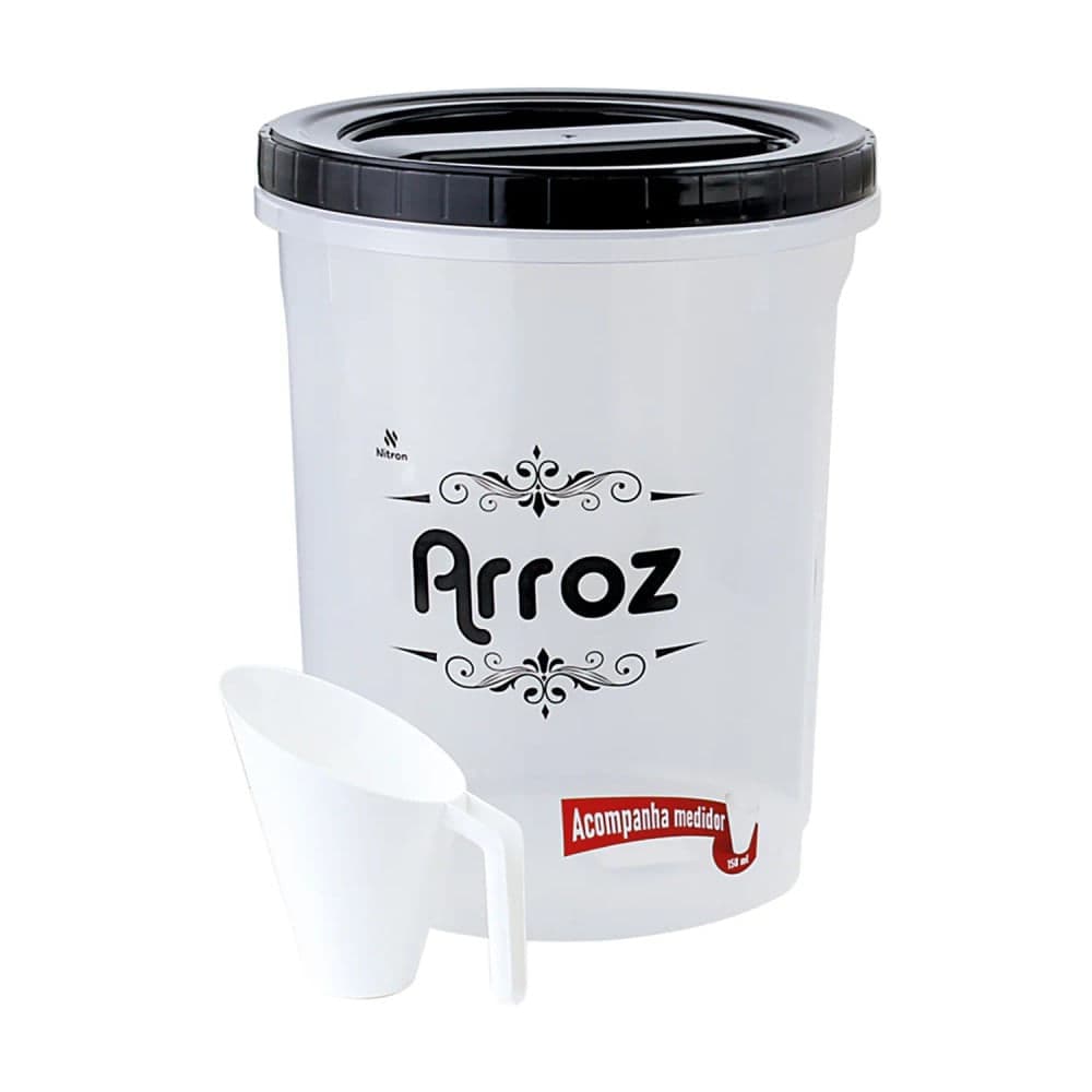 Pote de Arroz com Copo Medidor 5,8l Preto - Nitron