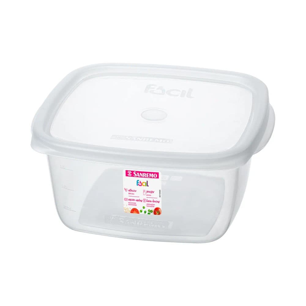 Pote de Plástico Quadrado Fácil Branco 1,9l - Sanremo