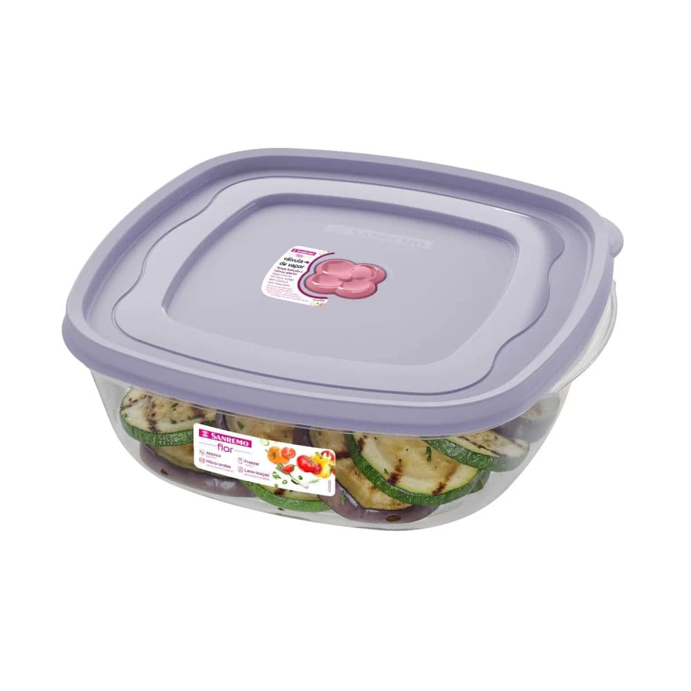 Pote de Plástico Quadrado Flor 2,7l - Sanremo