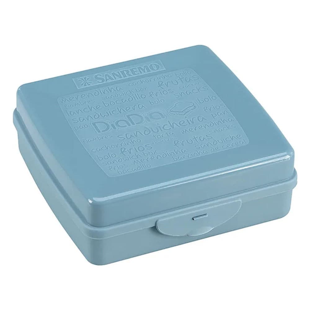 Pote de Plástico Quadrado para Sanduíche 585mL Azul - Sanremo