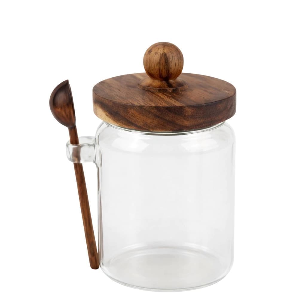 Pote Hermético de Vidro e Tampa de Madeira 570ml