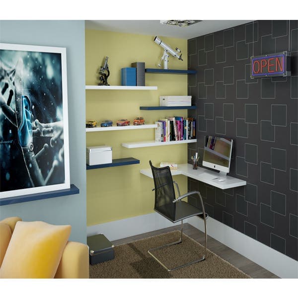 Prateleira de Madeira MDF Branca 90x25cm com Suporte Invisível Classic Spaceo