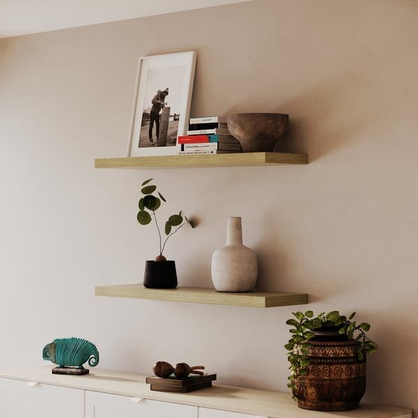 Prateleira de Madeira MDF Marrom 90x23,5cm com Suporte Invisível Spaceo