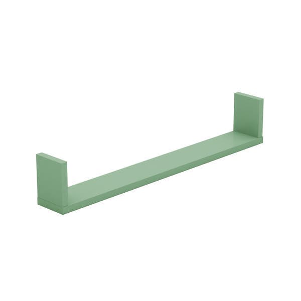 Prateleira de Madeira MDF Verde 80x10x13,5cm com Suporte Invisível Box Montfácil