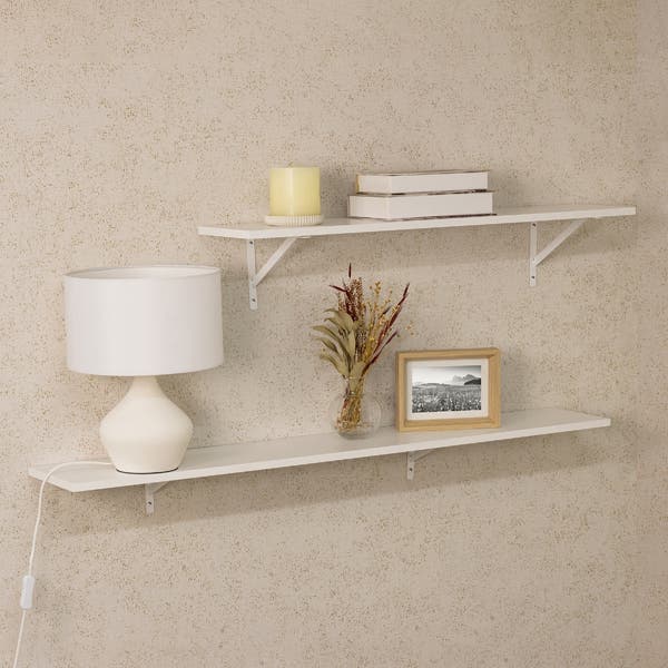 Prateleira de Madeira MDP Branca 120x40cm Decoração Spaceo