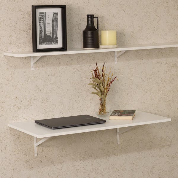 Prateleira de Madeira MDP Branca 90x40cm Decoração Spaceo