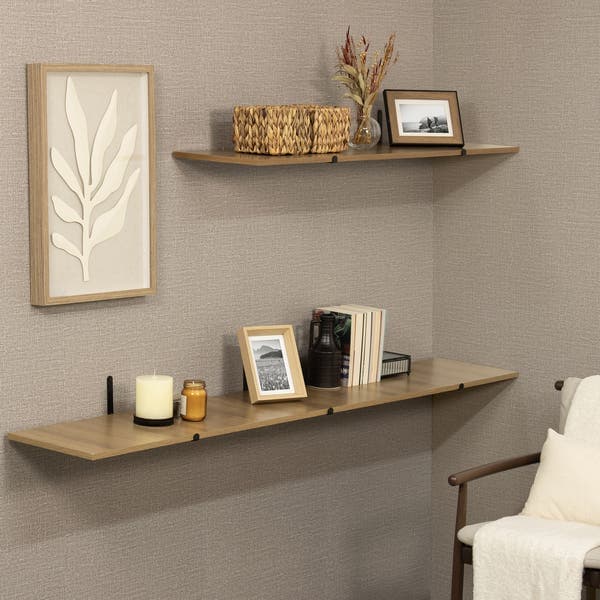 Prateleira de Madeira MDP Freijó 180x30cm Decoração Spaceo