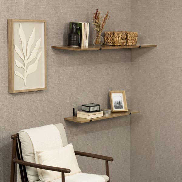 Prateleira de Madeira MDP Freijó 90x20cm Decoração Spaceo