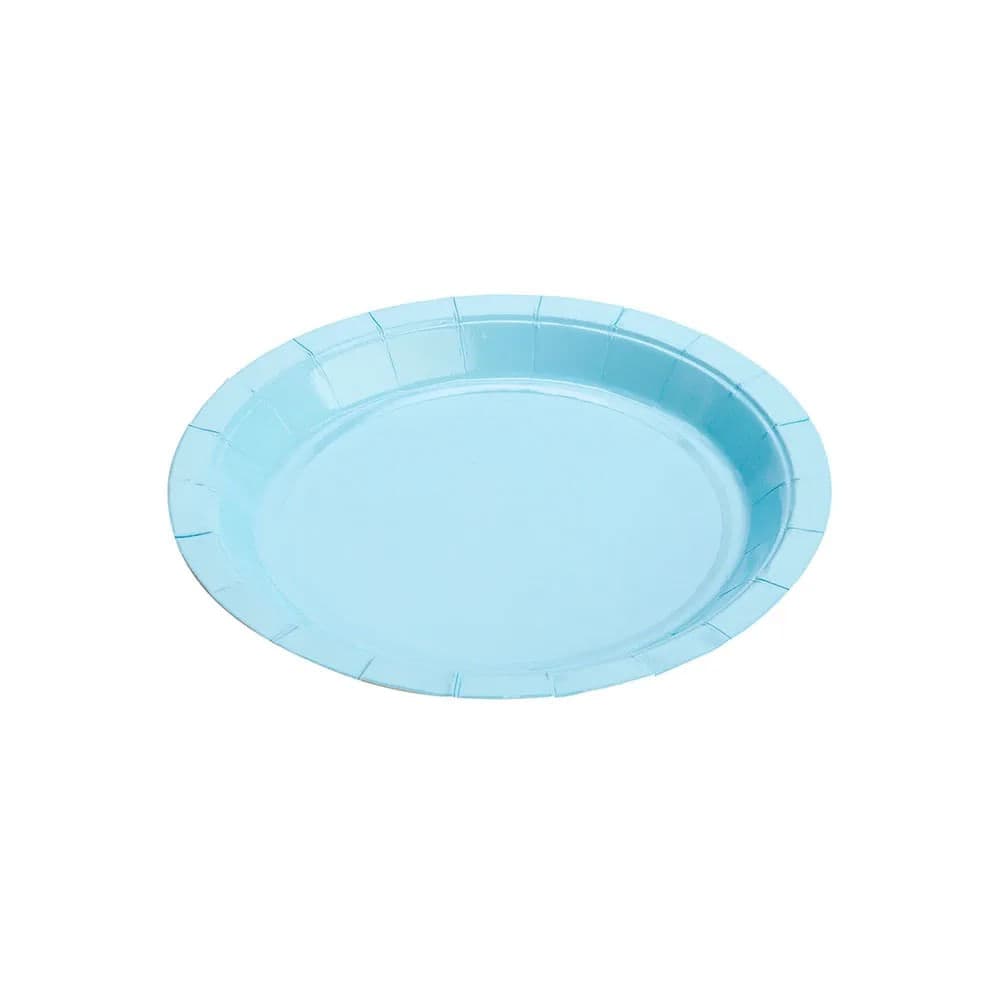 Prato Descartável 18cm Liso 10 Unidades Azul Bebê - Silver Plastic