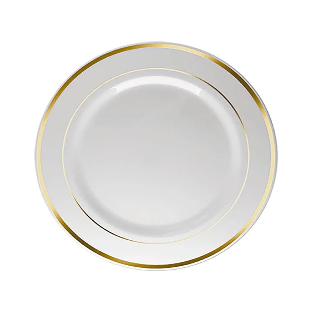 Prato Descartável com 6 Unidades 26cm Borda Dourada - Silver Plastic