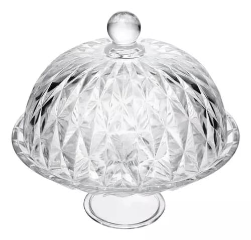Prato para Bolo com Pé e Tampa Diamond 25x23,5cm - Lyor