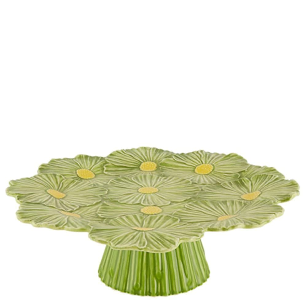 Prato para Bolo de Cerâmica Bordallo Pinheiro Maria Flor Cosmo 37x11cm